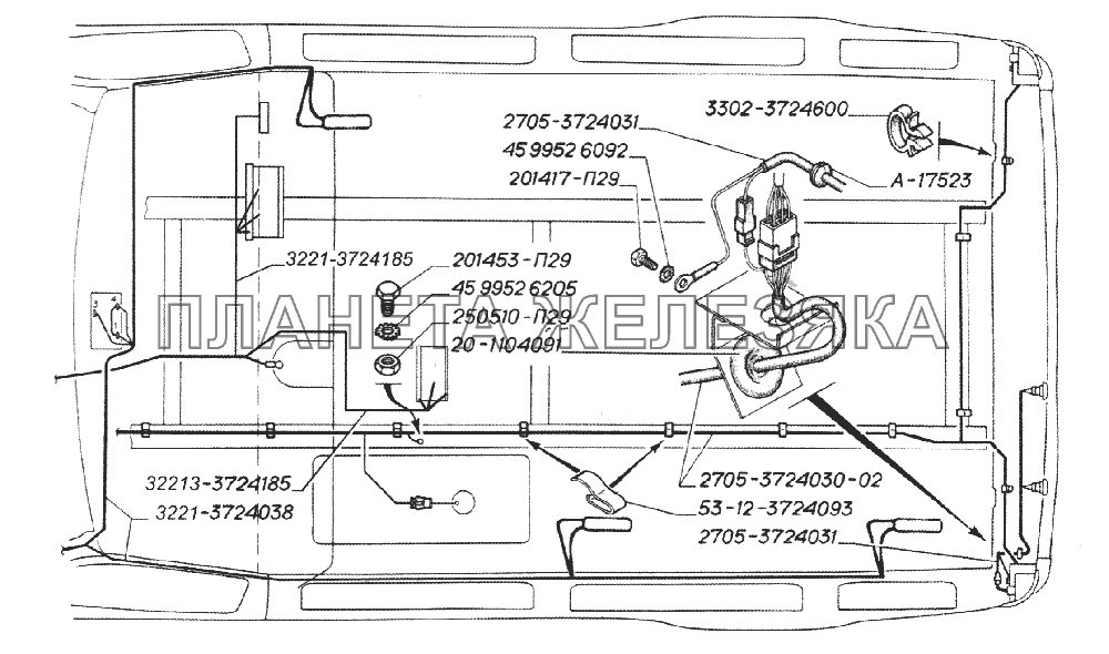 Электропровода (пассажирский салон) автобусов ГАЗ-3221 и ГАЗ-32213 ГАЗ-3221 (2006)